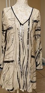 Embellished cocktail v-neck mini dress sz 4